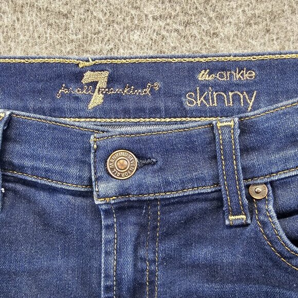 7 For All Mankind Jeans Womens 27 Blue The Ankle Skinny Stretch Mid Rise - Picture 5 of 10